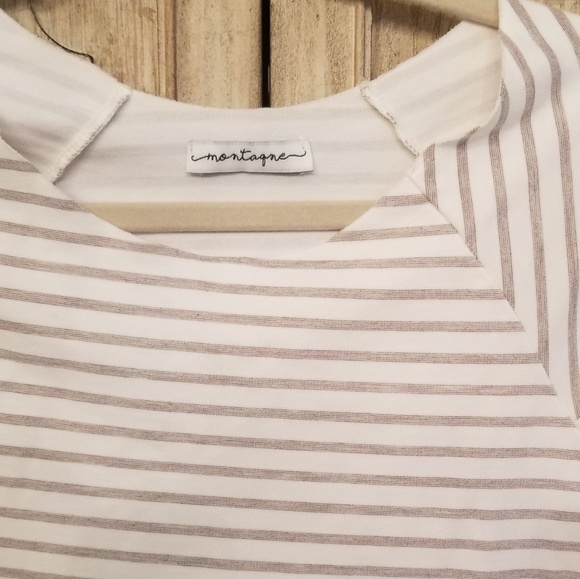 MONTAGNE High/Low Striped Top - Picture 2 of 5